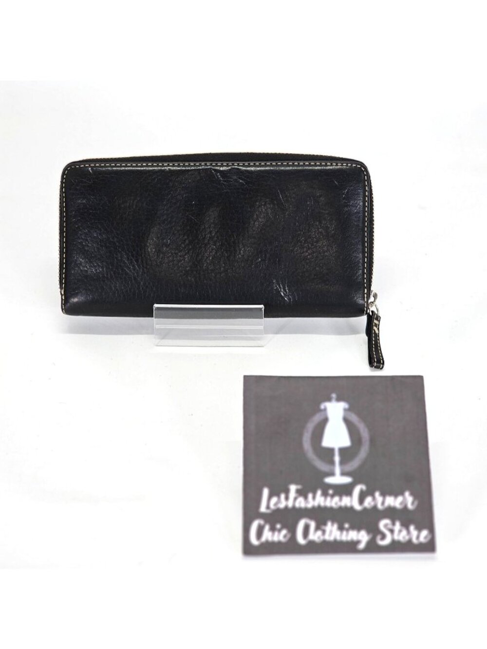 Coach Womens Black Pebble Grain Leather Zip Around Accordion Clutch Wallet  1797 - Picture 4 of 11